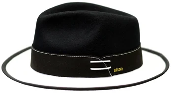 Bruno Capelo Black / White Wool Contrast Banded Fedora Dress Hat OU-852