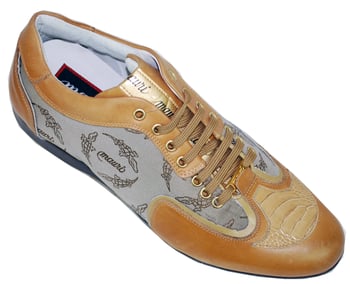 Mauri  8614 Mustard / Taupe Genuine Ostrich With Mauri Fabric Sneakers