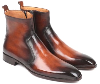 Paul Parkman ''BT486-BRW" Brown Genuine Calf Skin Leather Side Zipper Boots .