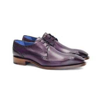 Emilio Franco Giacamo Purple Calf Leather Derby Shoes Hand-stitched Leather Sole