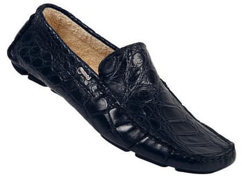 Mauri  0224 "Body Alligator Gold" Brown Genuine All-Over Alligator Loafer Shoes.