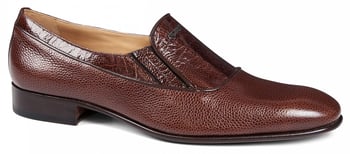 Mauri "4677/4" Gold Genuine Pebble Grain / Ostrich Leg Loafer Shoe.