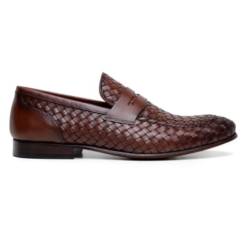 Belvedere Luca Men's Antique Tan Handwoven Italian Calfskin Penny Loafer