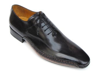 Paul Parkman Black Genuine Leather Side Handsewn Oxford Dress Shoes 018-BLK