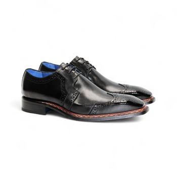 Emilio Franco Marco Men's Black Italian Calf Leather Derby Shoes
