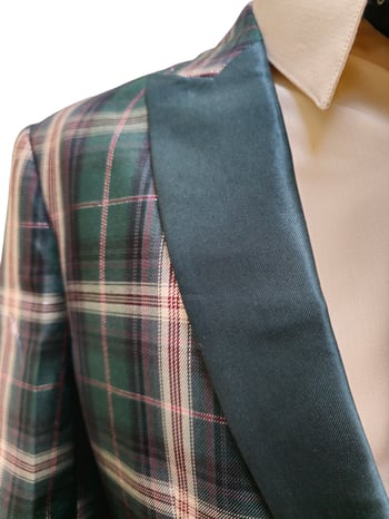 Cielo Dark Green / Beige / Burgundy / Silver Lurex Plaid Slim Fit Suit BP3608