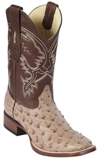 Los Altos Moka Genuine Ostrich Wide Square Toe Cowboy Boots 8220372