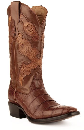 Ferrini "Stallion" Cognac Genuine Belly Alligator French Toe Cowboy Boots 10741-02