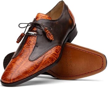 Marco Di Milano ''Anzio'' Brandy Genuine Alligator and Calfskin Dress Shoes