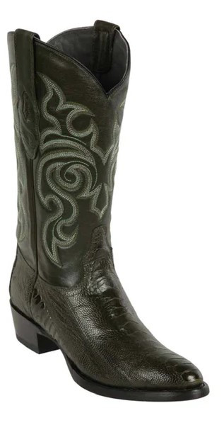 Los Altos Olive Green Genuine Ostrich Leg J Toe Cowboy Boots 990545