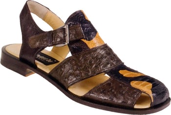 Mauri "Oasis" 1452 Camouflage Dune / Dark Brown Ostrich / Ostrich Leg Sandals (Strap Version)