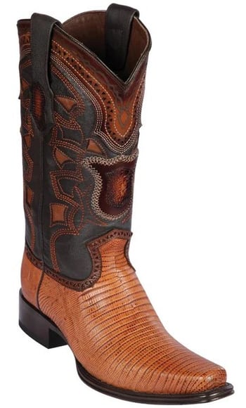 Los Altos Honey Genuine Teju Lizard European Square Toe Cowboy Boots 760751