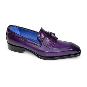 Emilio Franco "Tommaso" Purple Genuine Italian Calf Leather Tassel Loafers.