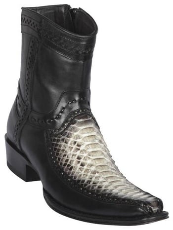 Los Altos Natural  Genuine Python And Deer Boots Leather  European Square Toe Low Shaft Cowboy Boots 76BF5749