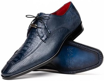 Marco Di Milano "Merida" Navy Genuine Caiman And Lizard Dress Shoes