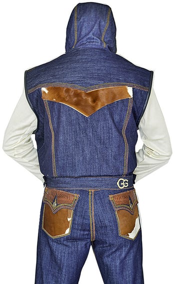 G-Gator Genuine Hornback Alligator / Pony Denim Vest  V30