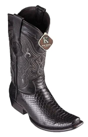 King Exotic Black Genuine Python Skin Dubai Square Toe Cowboy Boots 4795705