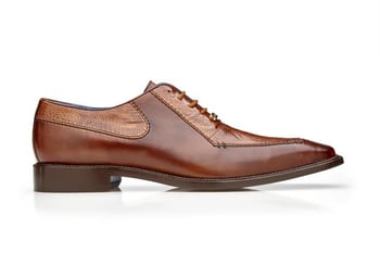 Belvedere "Biagio" Antique Peanut Genuine Ostrich / Italian Calf Leather Lace-Up Dress Shoes B13.