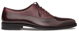 Mezlan Postdam Burgundy Cordovan Calfskin and Deerskin Bal Oxford Shoes 16409