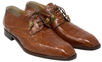 Mauri "Earth" 3046 Dark Cognac Genuine Body Alligator Lace-up Shoes.