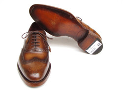 Paul Parkman 027 Tobacco Genuine Leather Wingtip Oxford Goodyear Welted Shoes