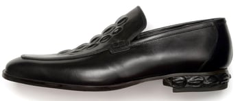 Mauri Black Genuine Hornback Alligator Print Loafers Shoes.