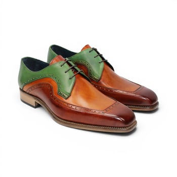 Duca Di Matiste Velletri Brown Combo / Green Calf Leather Dress Shoes