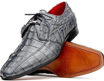 Marco Di Milano ''Cancun'' Grey Genuine Hornback Caiman Crocodile Dress Shoes