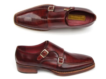 Paul Parkman 061 Burgundy Genuine Leather Double Monkstrap Shoes