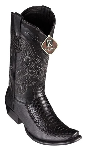 King Exotic Black Genuine Python Dubai Square Toe Cowboy Boots 479F5705