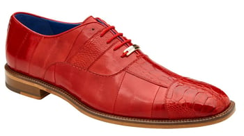 Belvedere "Mare" Ant. Red Genuine Ostrich and Eel Dress Shoes 2P7.