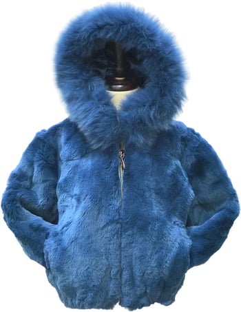 Winter Fur Kids' Lake Blue Genuine Rex Rabbit Jacket K18R02LB.