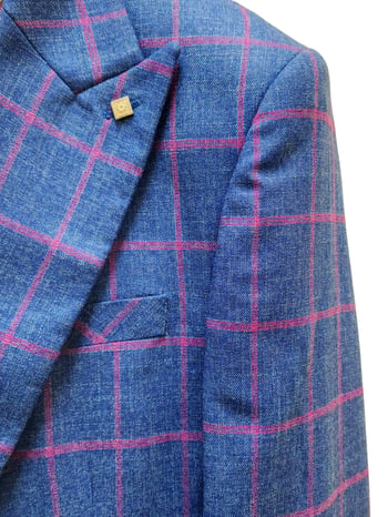 Statement "Oxford" Blue / Fuchsia Super 180's Cashmere Wool Vested Modern Fit Suit