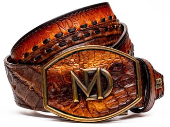 Marco Di Milano Montana Aged Maple Caiman & Calfskin Western Belt