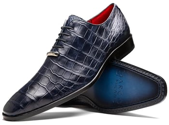 Marco Di Milano Bono Navy Genuine Alligator Lace-Up Oxford Shoes