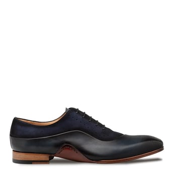 Mezlan Affari 21142 Men's Navy Blue Suede and Calfskin Brogue Oxford