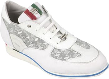 Mauri "Craftsmanship" 8672  White Genuine Baby Crocodile / Nappa Leather / Mauri Fabric Sneakers