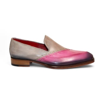 Emilio Franco "Vittorio" Pink/Light Grey Genuine Italian Calf Leather Slip On Dress Shoes.