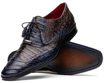 Marco Di Milano "Luciano" Navy / Brown Genuine Caiman Crocodile Dress Shoes