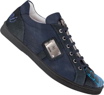 Mauri 8870 Navy Blue / Sky Blue Genuine Ostrich Sneakers With Metal Mauri Batch