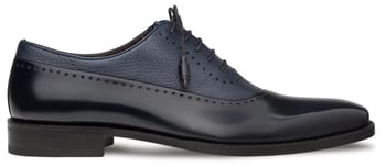 Mezlan Postdam 16409 Blue Calfskin & Deerskin Bal Oxford Shoes Handmade in Spain