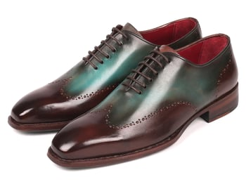 Paul Parkman Brown / Turquoise Genuine Goodyear Welted Wingtip Oxford Dress Shoes 081-BTQ