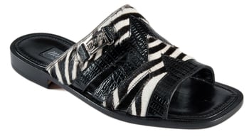 Mauri  1716/3  Black/ White Genuine Pony / Calf Skin Sandals.