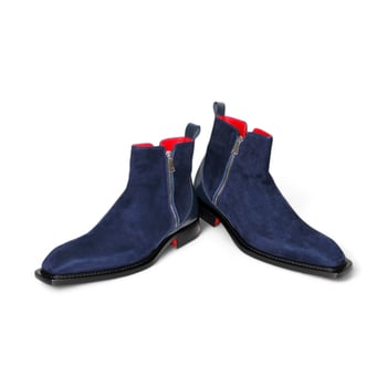 Emilio Franco "Cesare" Navy Genuine Italian Suede Leather Ankle Dress Shoes.