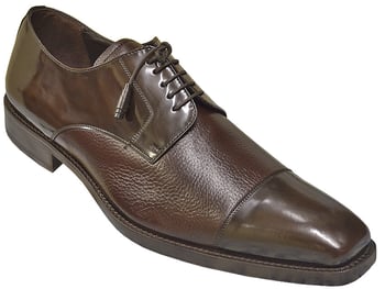 Mezlan "Soka" Brown Gorgeous Fashion Cap Toe Genuine Deerskin / Polished Calfskin Leather Shoes 15089