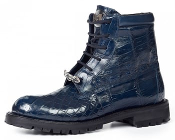 Mauri "Commando" 4637 Wonder Blue Genuine Body Alligator / Baby Crocodile Boots.