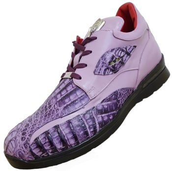 Fennix Italy "Mason" Lavender / Purple Crocodile / Calfskin Sneakers With Eyes