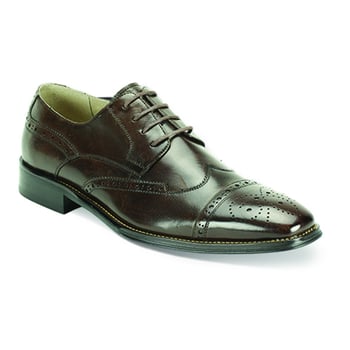 Giovanni Brogue Men's Chocolate Calfskin Derby Wingtip Lace-Up Shoes