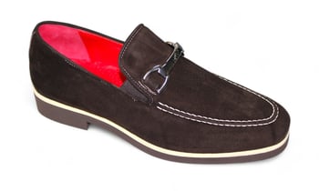 Emilio Franco "Nino II" Chocolate Genuine Italian Suede Leather With Bracelet Loafers.