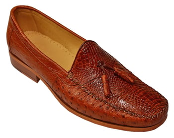 Belvedere Bari R11 Cognac Genuine Alligator & Ostrich Tassel Loafers